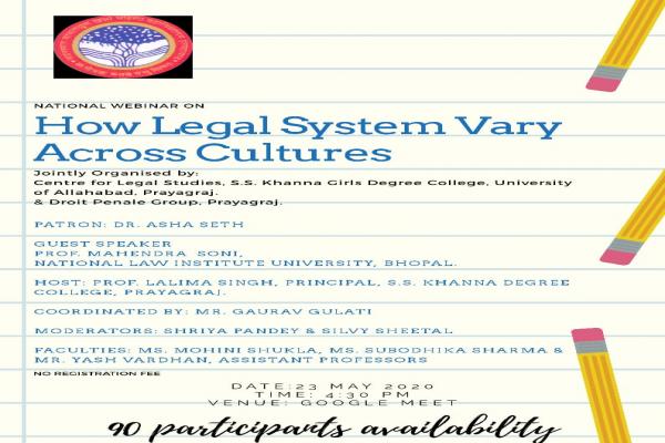 National Webinar on How legal system Vary across Cultures (23 May 2020)